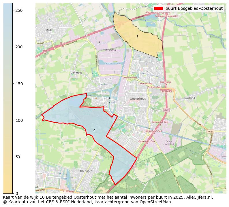 Afbeelding van de buurt Bosgebied-Oosterhout op de kaart.