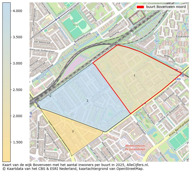 Afbeelding van de buurt Bovenveen noord op de kaart.