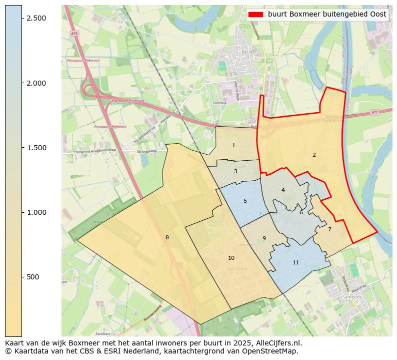 Afbeelding van de buurt Boxmeer buitengebied Oost op de kaart.