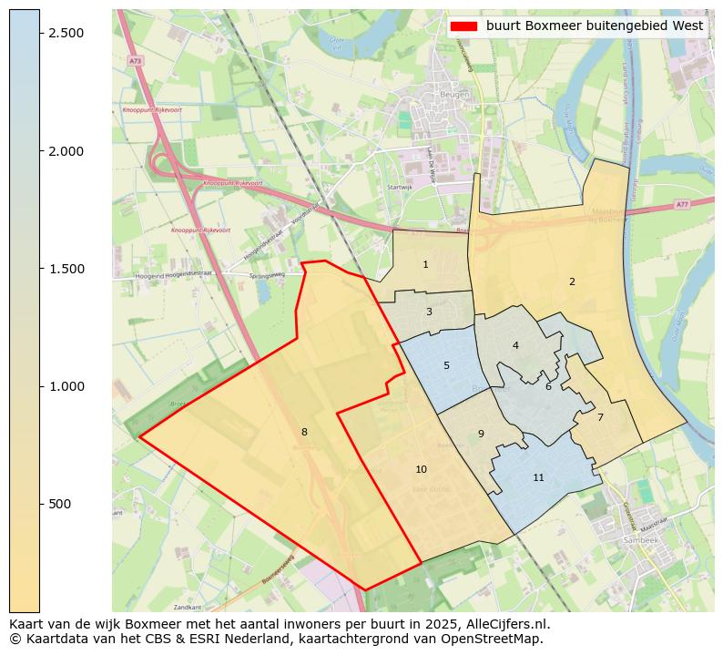 Afbeelding van de buurt Boxmeer buitengebied West op de kaart.