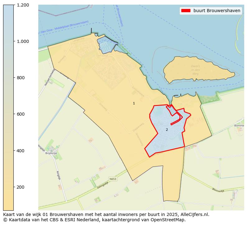 Afbeelding van de buurt Brouwershaven op de kaart.