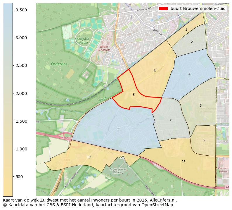 Afbeelding van de buurt Brouwersmolen-Zuid op de kaart.