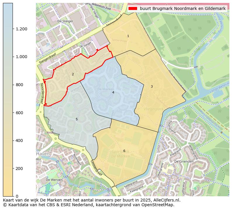 Afbeelding van de buurt Brugmark Noordmark en Gildemark op de kaart.