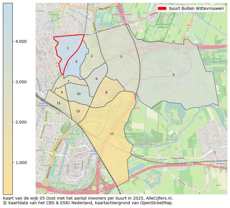 Afbeelding van de buurt Buiten Wittevrouwen op de kaart.