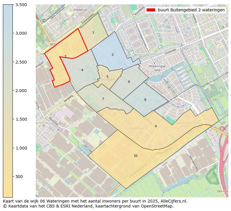 Afbeelding van de buurt Buitengebied 2 wateringen op de kaart.