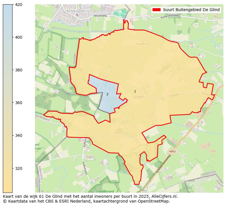 Afbeelding van de buurt Buitengebied De Glind op de kaart.
