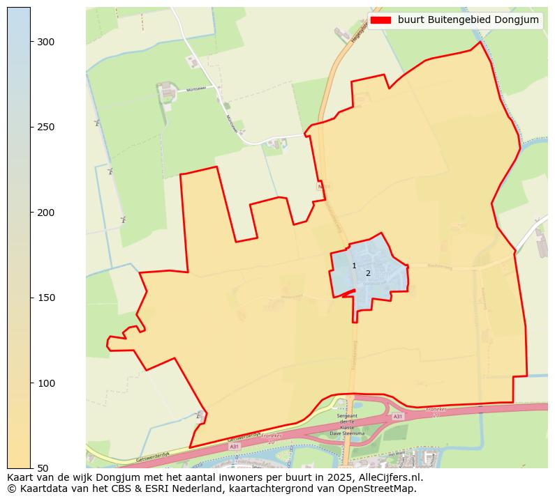 Afbeelding van de buurt Buitengebied Dongjum op de kaart.