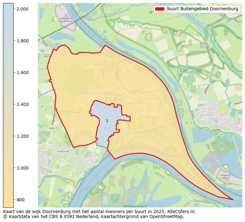 Afbeelding van de buurt Buitengebied Doornenburg op de kaart.
