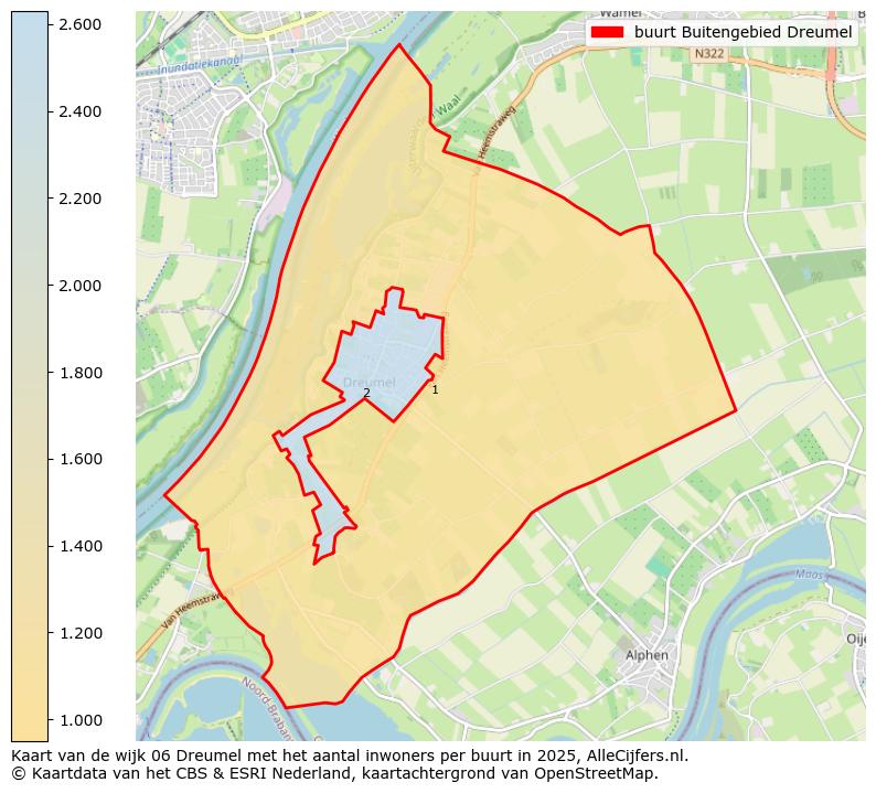 Afbeelding van de buurt Buitengebied Dreumel op de kaart.