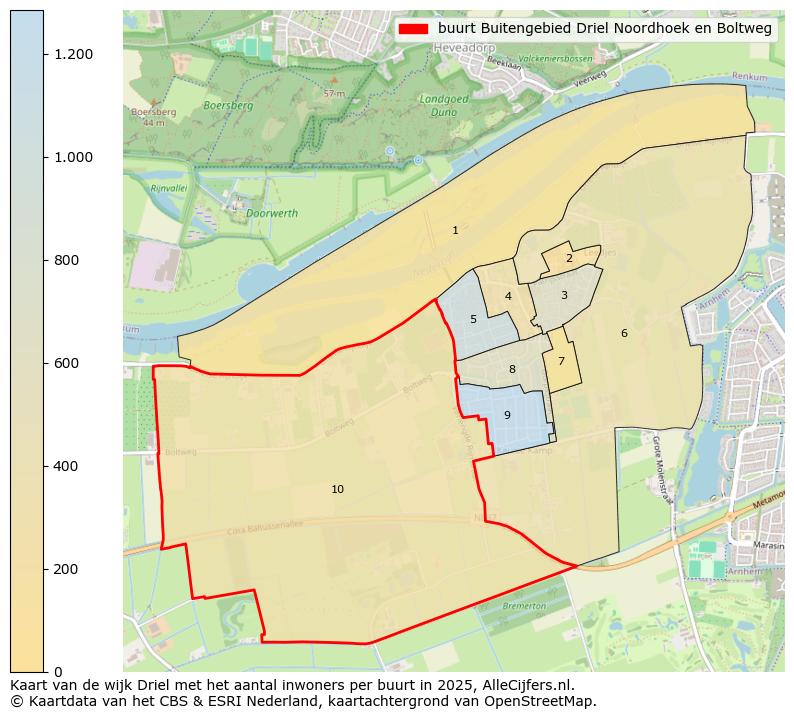Afbeelding van de buurt Buitengebied Driel Noordhoek en Boltweg op de kaart.