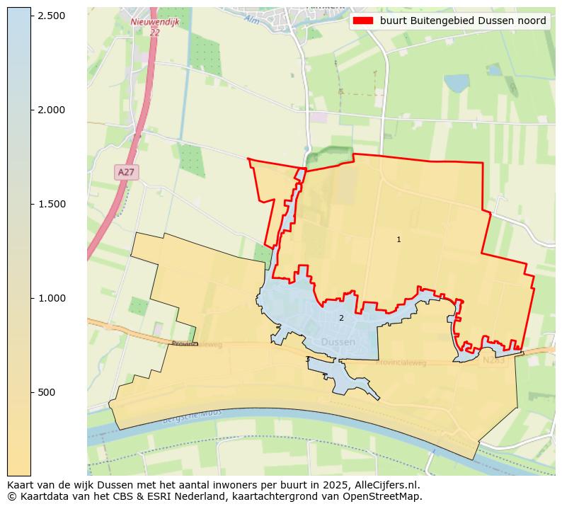Afbeelding van de buurt Buitengebied Dussen noord op de kaart.