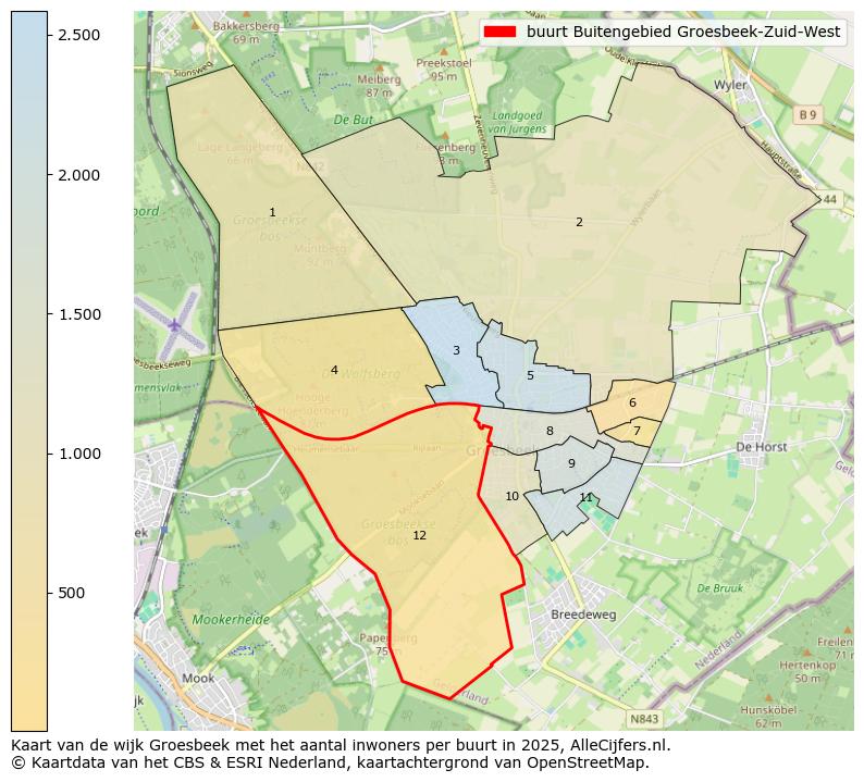 Afbeelding van de buurt Buitengebied Groesbeek-Zuid-West op de kaart.