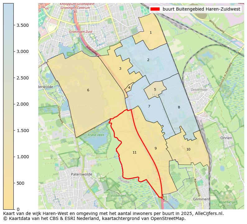 Afbeelding van de buurt Buitengebied Haren-Zuidwest op de kaart.