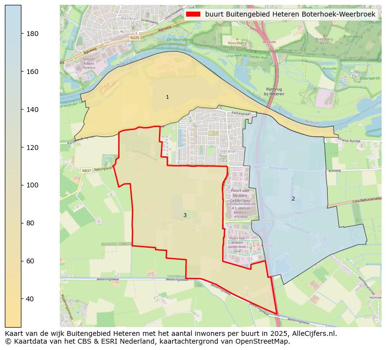 Afbeelding van de buurt Buitengebied Heteren Boterhoek-Weerbroek op de kaart.