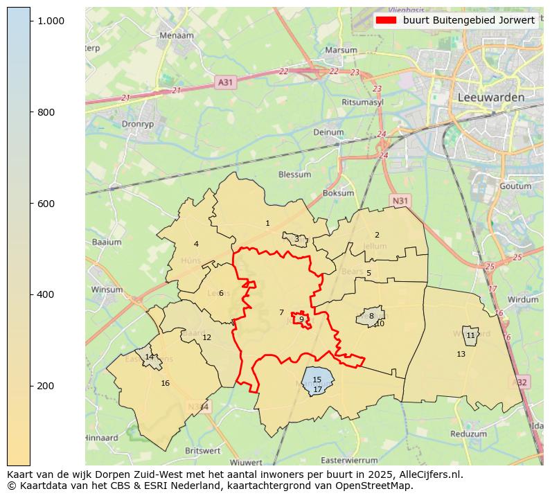 Afbeelding van de buurt Buitengebied Jorwert op de kaart.