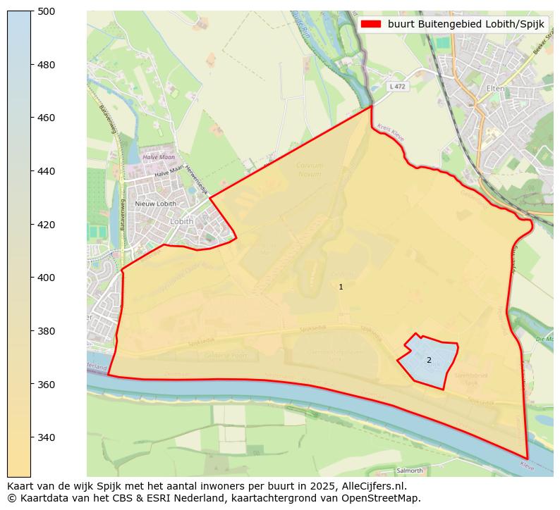 Afbeelding van de buurt Buitengebied Lobith/Spijk op de kaart.