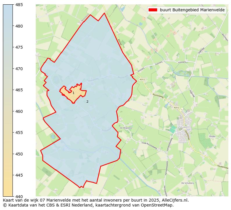 Afbeelding van de buurt Buitengebied Marienvelde op de kaart.
