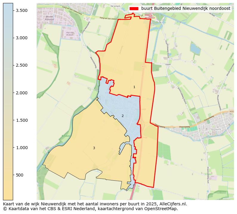 Afbeelding van de buurt Buitengebied Nieuwendijk noordoost op de kaart.
