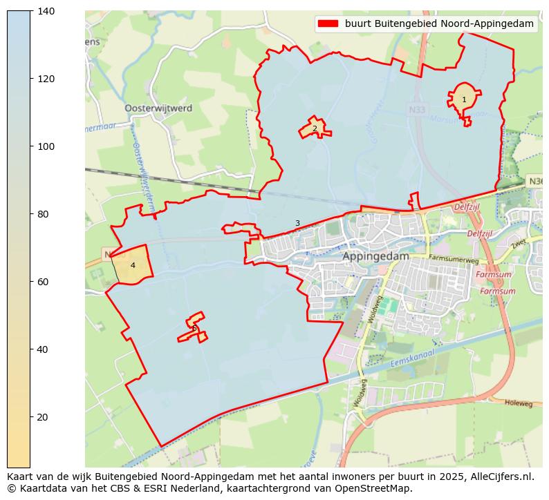 Afbeelding van de buurt Buitengebied Noord-Appingedam op de kaart.