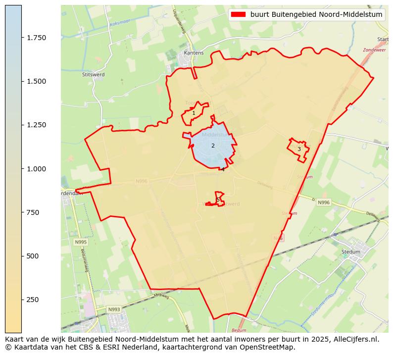 Afbeelding van de buurt Buitengebied Noord-Middelstum op de kaart.