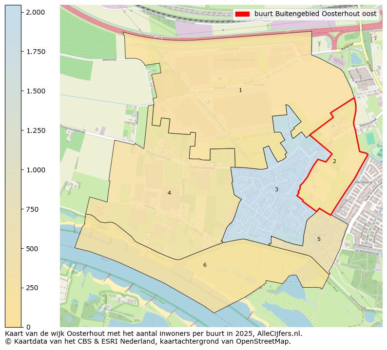 Afbeelding van de buurt Buitengebied Oosterhout oost op de kaart.