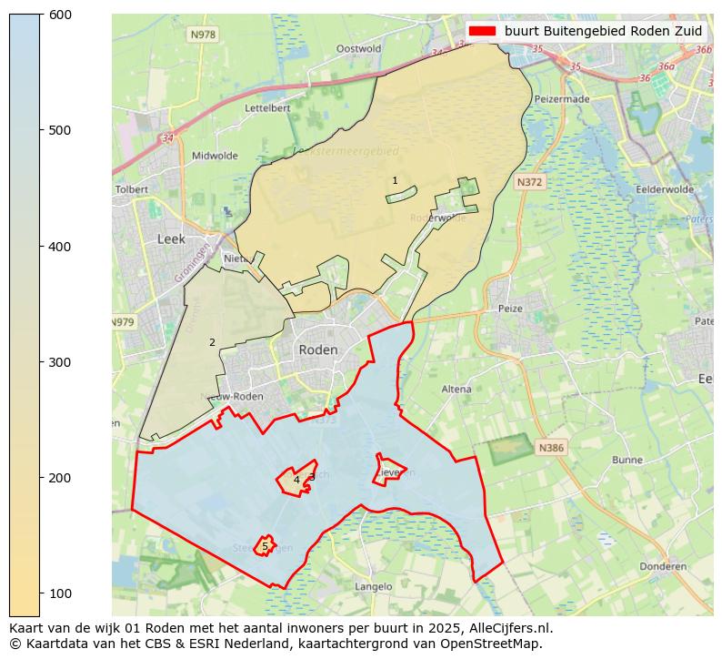 Afbeelding van de buurt Buitengebied Roden Zuid op de kaart.