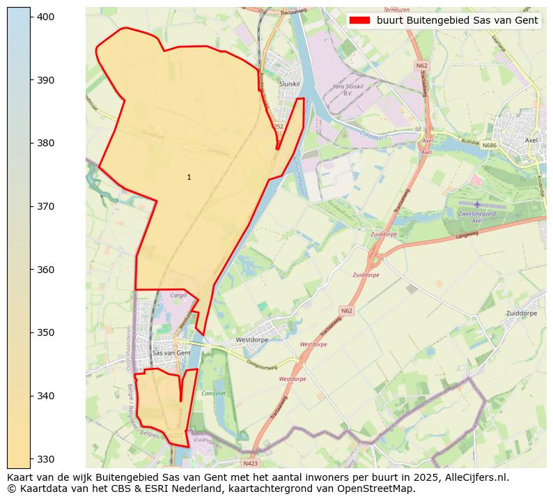 Afbeelding van de buurt Buitengebied Sas van Gent op de kaart.