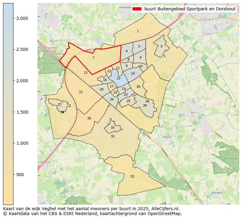 Afbeelding van de buurt Buitengebied Sportpark en Dorshout op de kaart.