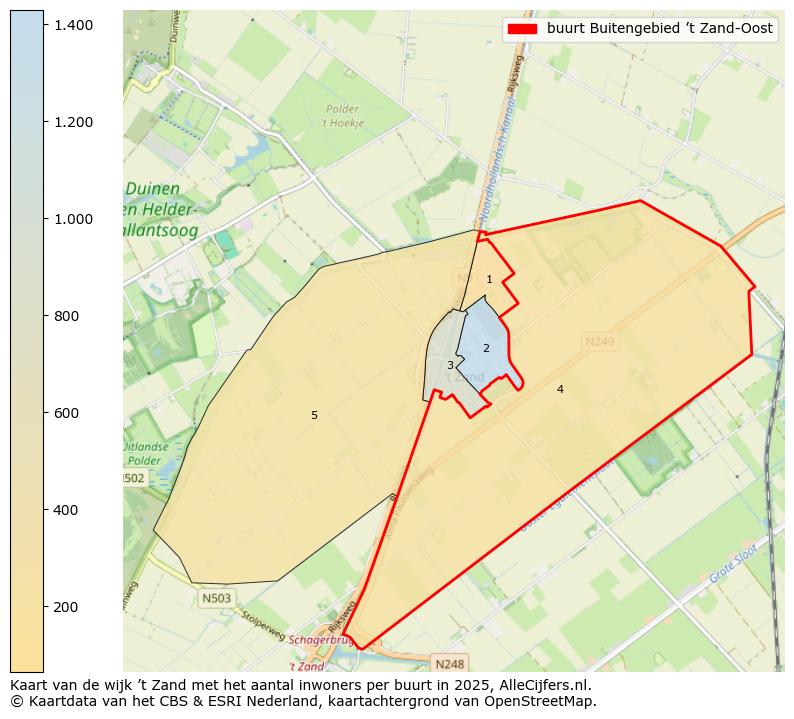 Afbeelding van de buurt Buitengebied ’t Zand-Oost op de kaart.