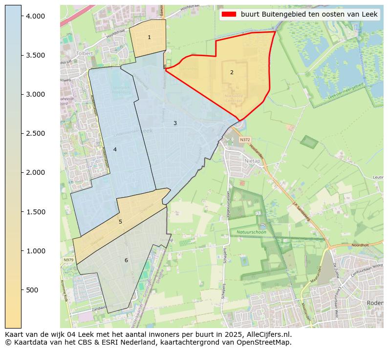 Afbeelding van de buurt Buitengebied ten oosten van Leek op de kaart.