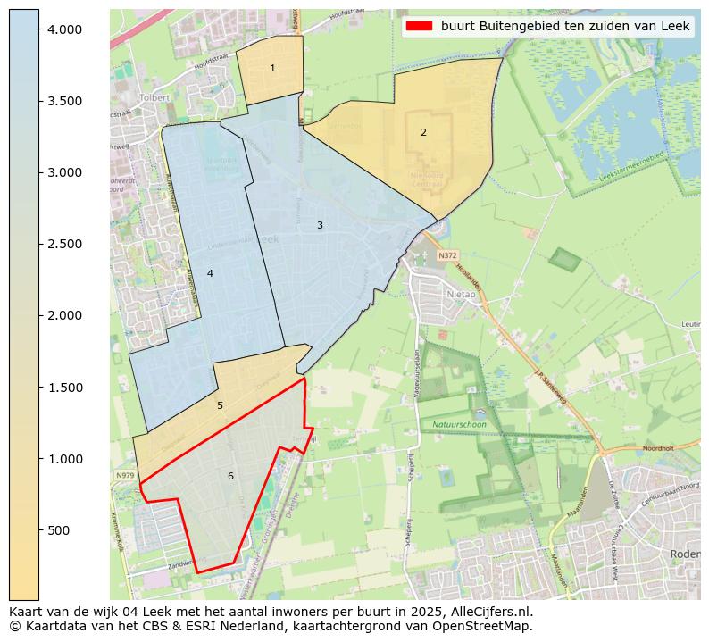 Afbeelding van de buurt Buitengebied ten zuiden van Leek op de kaart.