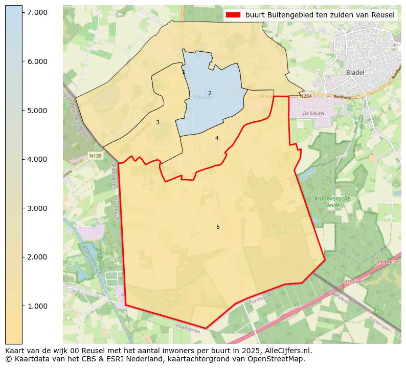 Afbeelding van de buurt Buitengebied ten zuiden van Reusel op de kaart.