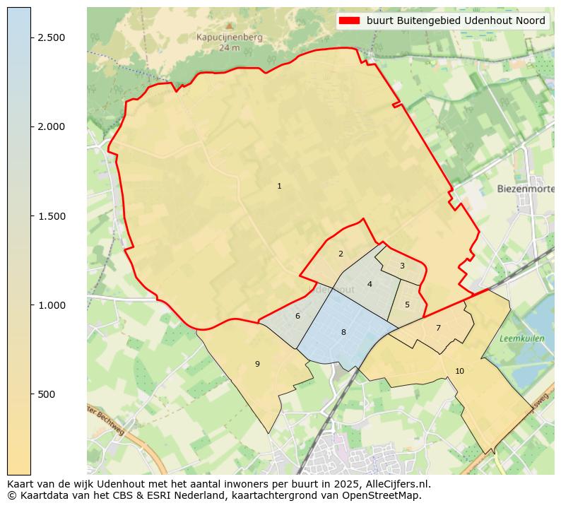 Afbeelding van de buurt Buitengebied Udenhout Noord op de kaart.