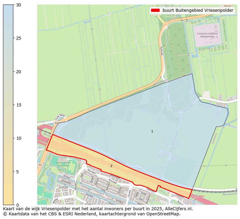 Afbeelding van de buurt Buitengebied Vriesenpolder op de kaart.
