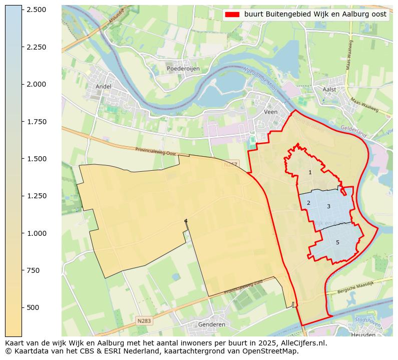 Afbeelding van de buurt Buitengebied Wijk en Aalburg oost op de kaart.