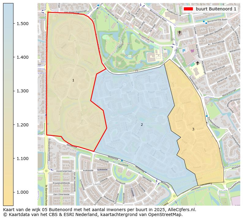 Afbeelding van de buurt Buitenoord 1 op de kaart.