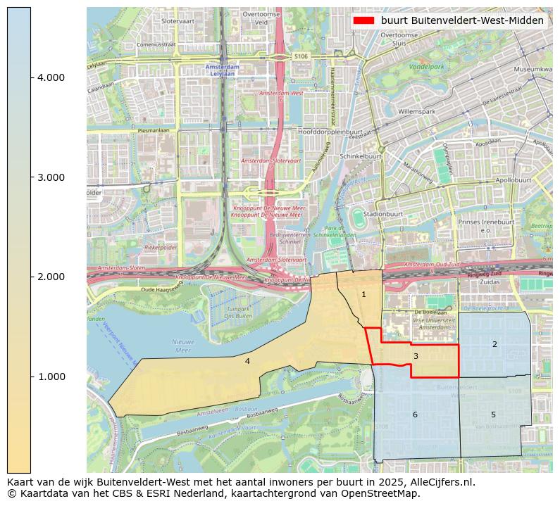 Afbeelding van de buurt Buitenveldert-West-Midden op de kaart.