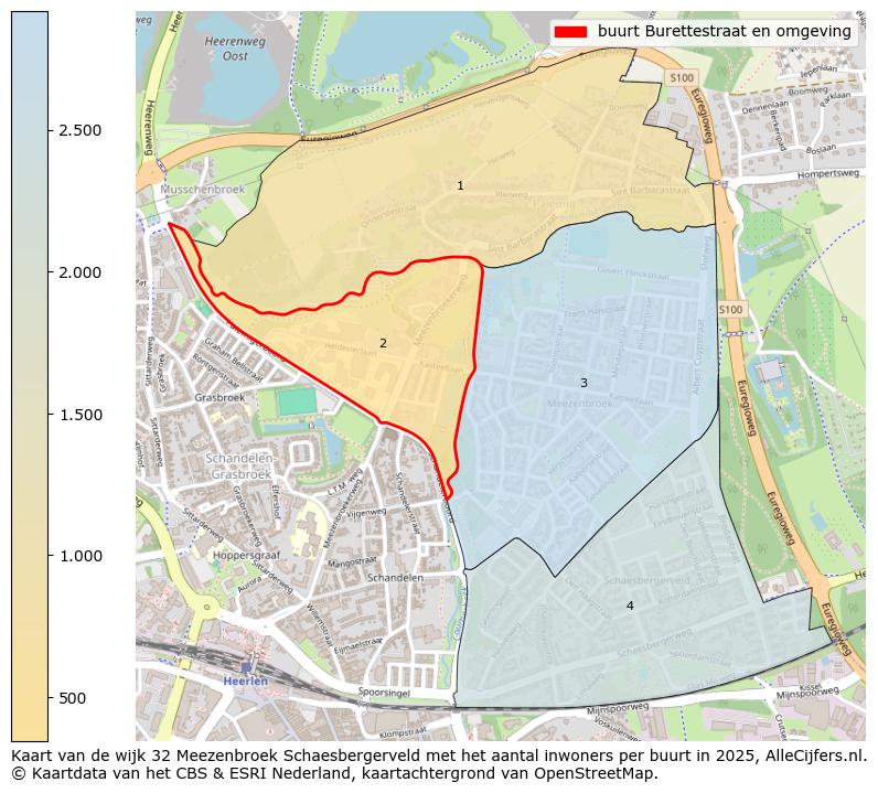Afbeelding van de buurt Burettestraat en omgeving op de kaart.