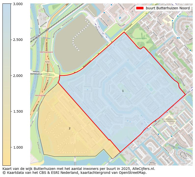 Afbeelding van de buurt Butterhuizen Noord op de kaart.