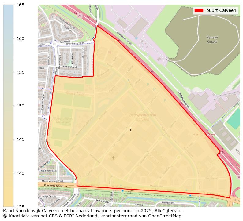 Afbeelding van de buurt Calveen op de kaart.
