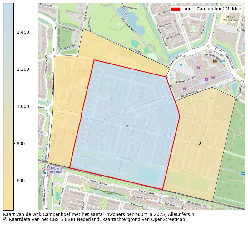 Afbeelding van de buurt Campenhoef Midden op de kaart.