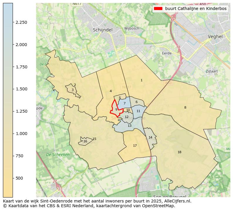 Afbeelding van de buurt Cathalijne en Kinderbos op de kaart.
