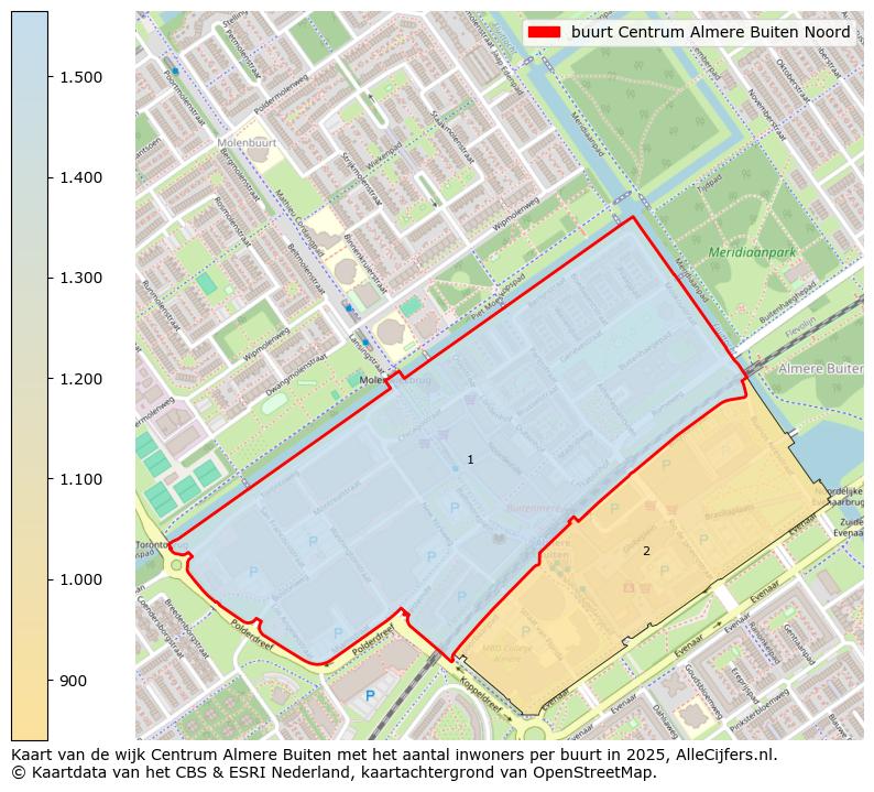 Afbeelding van de buurt Centrum Almere Buiten Noord op de kaart.