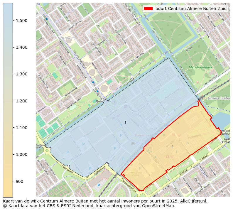 Afbeelding van de buurt Centrum Almere Buiten Zuid op de kaart.