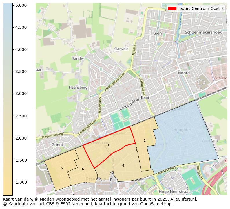 Afbeelding van de buurt Centrum Oost 2 op de kaart.