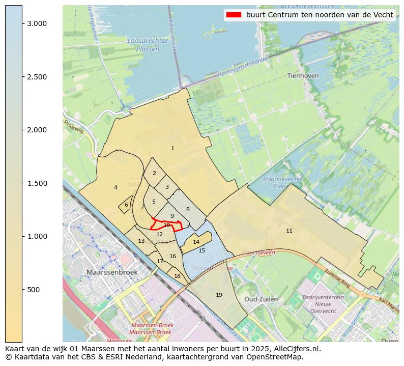 Afbeelding van de buurt Centrum ten noorden van de Vecht op de kaart.