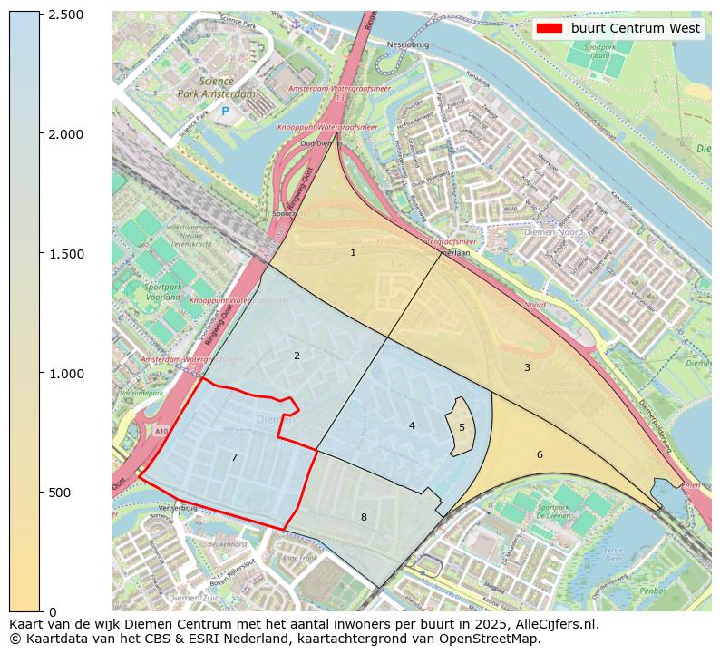 Afbeelding van de buurt Centrum West op de kaart.