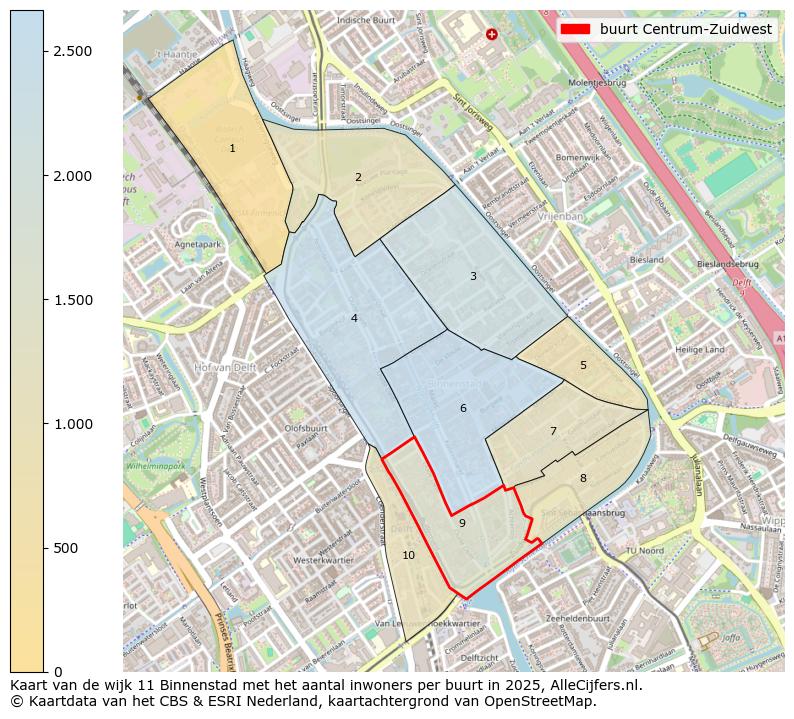 Afbeelding van de buurt Centrum-Zuidwest op de kaart.