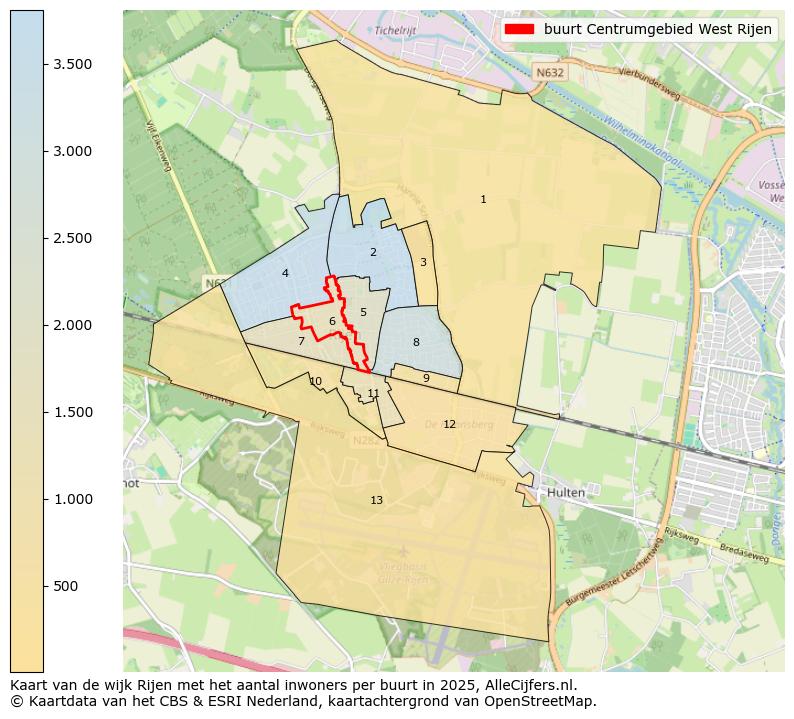 Afbeelding van de buurt Centrumgebied West Rijen op de kaart.