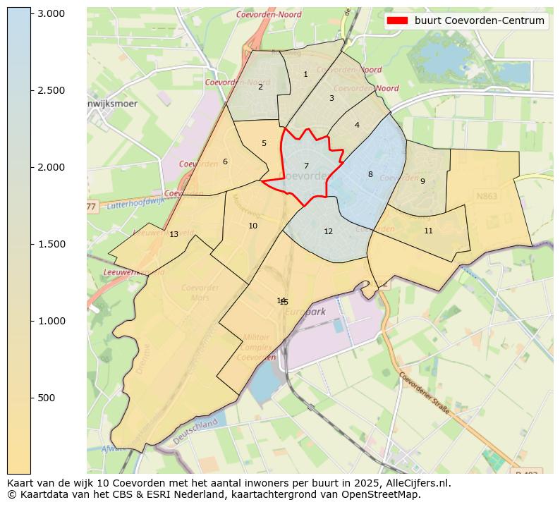 Afbeelding van de buurt Coevorden-Centrum op de kaart.